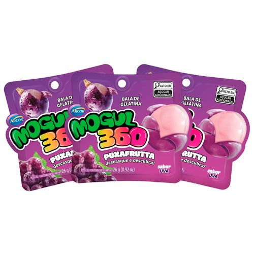 Bala de Gelatina Arcor Mogul 360 Uva com 10 unidades-2-